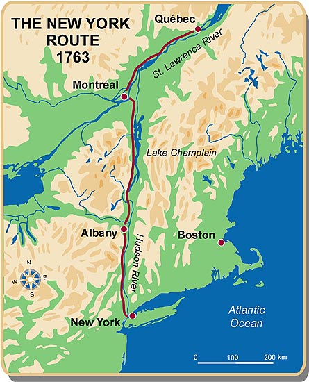 Map of the route to New York.